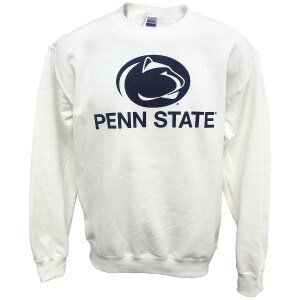 white crew sweatshirt navy athletic logo & Penn State image